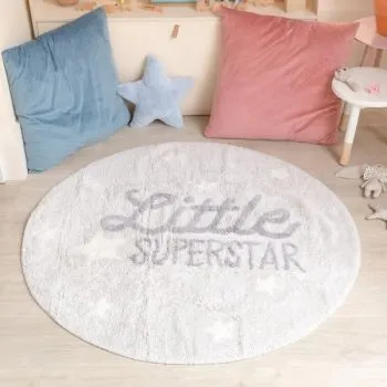 Dywan dziecięcy LITTLE SUPERSTAR 120x120 szary
