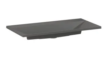 Umywalka wpuszczana EDGE 90 cm beton mat kwarcowa bez otworu na baterię