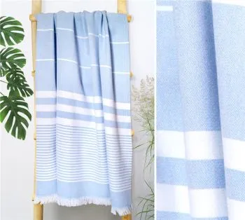 Ręcznik Plażowy 90x180 ELEGANT LAZUR 215g/m2 Premium niebieski/biały