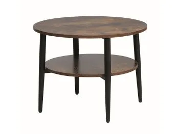 Stolik kawowy ELLA B 60x60 brąz rustykalny/czarny