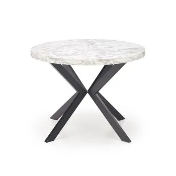 Stół okrągły rozkładany PERONI 100(250)x100 biały marmur/czarny