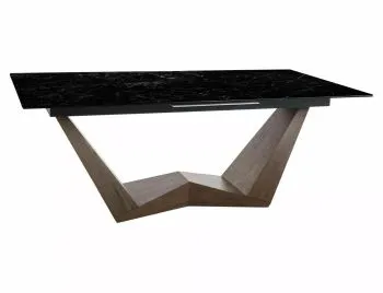 Stół rozkładany BONUCCI CERAMIC 200(250)x98 czarny marmur/orzech