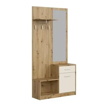 Garderoba do przedpokoju PERGO dąb artisan/kaszmirowa z lustrem