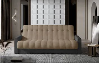 Sofa rozkładana z funkcją spania GARETT VELVET beżowa/szara