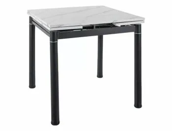 Stół rozkładany GD-082 80(131)x80 biały marmur/czarny mat