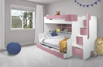 Łóżko wielofunkcyjne CISA 200x120 białe/różowe