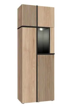 Witryna wysoka CROSS LED hickory jackson/czarna