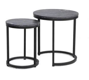 Zestaw 2 ław HOLA czarny marmur/czarny