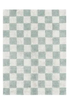 Dywan prostokątny SZACH MAT 120x160 cm kremowy/niebieski bawełniany