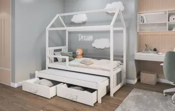 Łóżko domek GRANNI 180x80 białe dwuosobowe