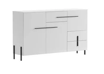 Komoda JUSTINE 150 3D3S biała/biały połysk