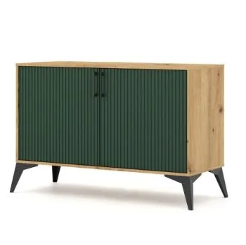 Komoda LUGO 2D 112cm dąb artisan/zielony mat