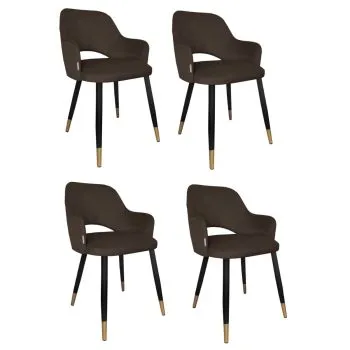 Zestaw krzeseł NAPO VELVET GOLD 4 szt. brązowe