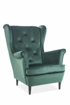 Fotel uszak LADY VELVET zielony