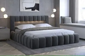 Łóżko tapicerowane LAMICA VELVET 180x200 szare z pojemnikiem