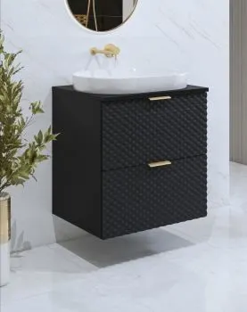 Szafka pod umywalkę nablatową LAURA 2S 60cm czarna mat