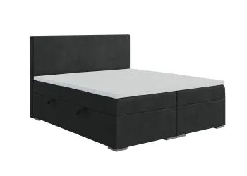 Łóżko kontynentalne MASALI 140x200 czarne velvet z pojemnikiem