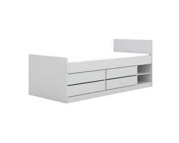 Łóżko młodzieżowe LEON 200x90 z półkami białe