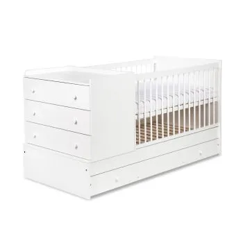 Łóżeczko dziecięce KOMPAKT 3W1 120x80 białe z komodą