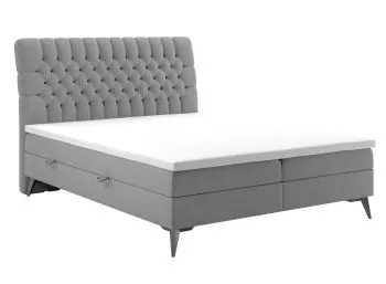Łóżko kontynentalne BETAFO 160x200 szare velvet z pojemnikiem