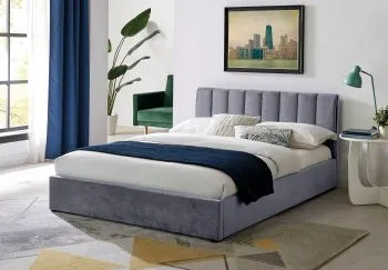 Łóżko tapicerowane MONTREAL VELVET 160x200 szare z pojemnikiem