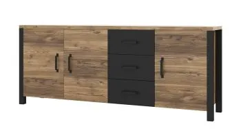 Komoda OLIN 190 3D3S appenzeller fichte/czarna