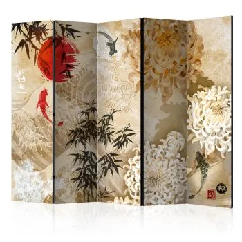 Parawan akustyczny Orient 225x172 cm 5-częściowy wielokolorowy