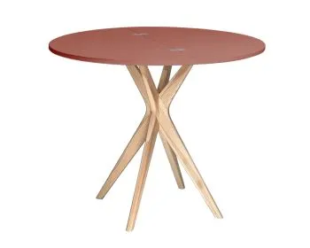 Stół półokrągły CUTTI 90x90 rozkładany koralowy/jesion