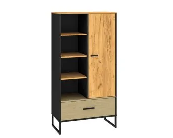 Regał niski COLIN 04 dąb złoty craft/czarny
