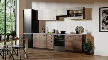 Zestaw mebli kuchennych AMANDA 2 260cm cynamonowy/dąb navara/wenge