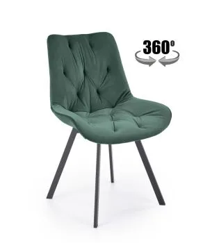 Krzesło tapicerowane K519 VELVET zielone obracane