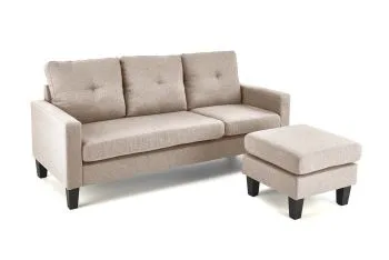 Sofa GERSON beżowa z podnóżkiem