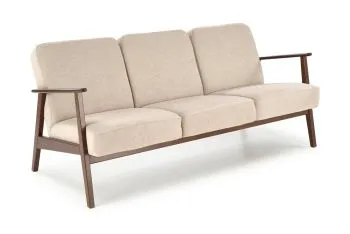 Sofa MILANO 3S beżowa/orzech trzyosobowa