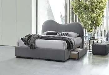 Łóżko AMBER 160x200 szare z szufladami