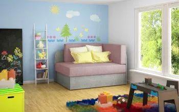 Sofa rozkładana z funkcją spania ROSA szara/różowa