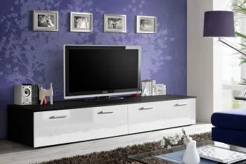 Szafka RTV DUO 200 biały połysk/czarny mat