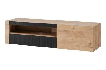 Szafka RTV ARON 160cm dąb ribbeck/czarny mat