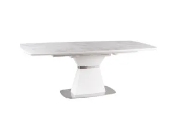 Stół SATURN II CERAMIC 160(210)x90 biały marmur/biały mat rozkładany