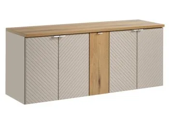 Szafka pod umywalkę nablatową VIVA CASHMERE 2D 60cmx2 kaszmirowy mat - zestaw 140cm z regałem