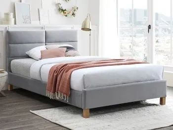 Łóżko tapicerowane SIERRA VELVET 120x200 jasnoszare