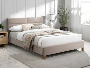 Łóżko tapicerowane SIERRA VELVET 140x200 beżowe