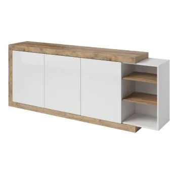 Komoda SINTRA 3D 220cm dąb samdal/biały połysk