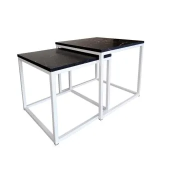 Stolik kawowy 2w1 CUBE marmur czarny/biały