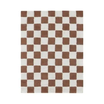 Dywan prostokątny SZACH MAT 120x160 cm kremowy/brązowy bawełniany
