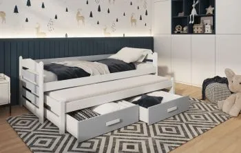 Łóżko dziecięce ARKAS 180x80 białe/szare