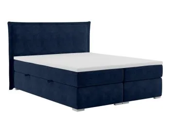 Łóżko kontynentalne VADUZ 140x200 granatowe velvet z pojemnikiem