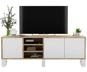 Szafka RTV NILA 6 150 dąb wotan/biały mat