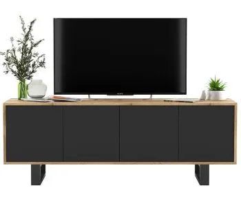 Szafka RTV NILA 7 150 dąb wotan/czarny mat