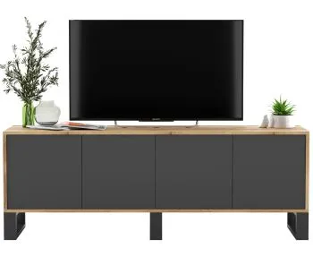 Szafka RTV NILA 8 dąb wotan/grafit mat 150