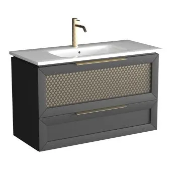 Szafka pod umywalkę CHIC 100 cm czarna półmat/złota